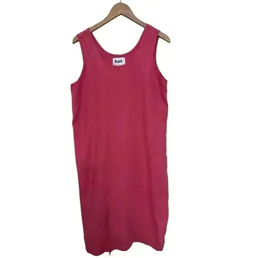 FLAX brand pink 100% linen sleeveless tank dress Size M